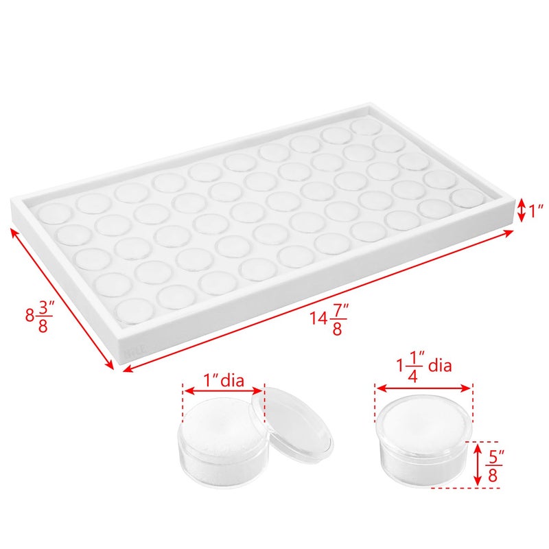 Ikee Design 50 White Foam Gem and Bead Storage Jars Showcase Stackable Display Tray Storage Box for Collectibles, Home Organization, 14.75 W x 8.25 D x 1 H in - Image 2